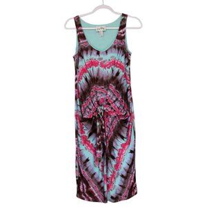 Joseph Ribkoff Dress Size 8 Tie Dye Print Stretch Sleeveless Artsy Multicolor